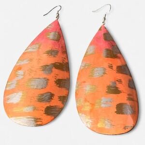 Animal Print Wooden Teardrop Earrings